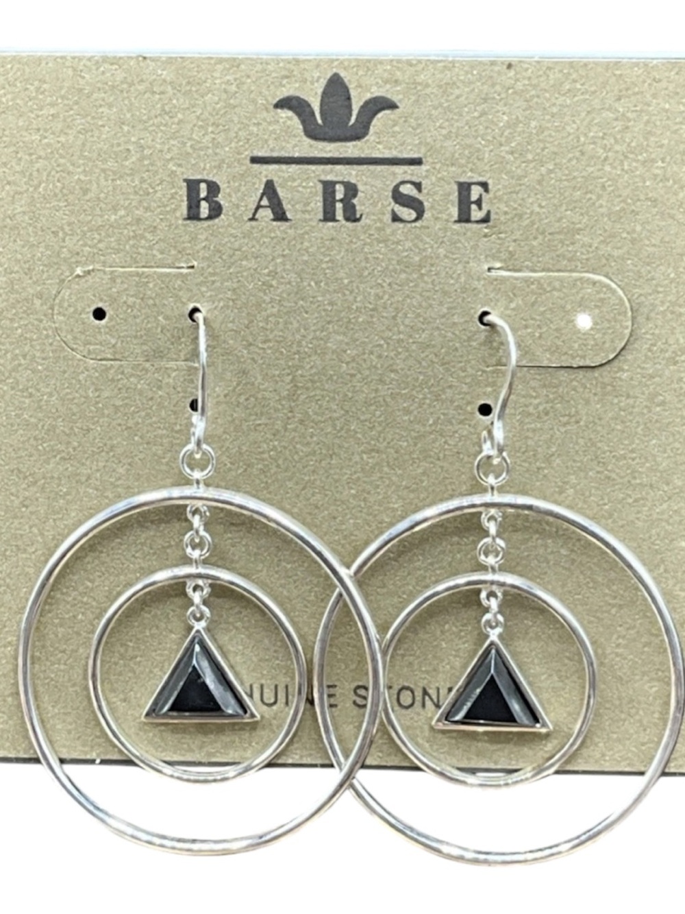 Barse Mondrian Circle Earrings- Hematite- Silver- NWT